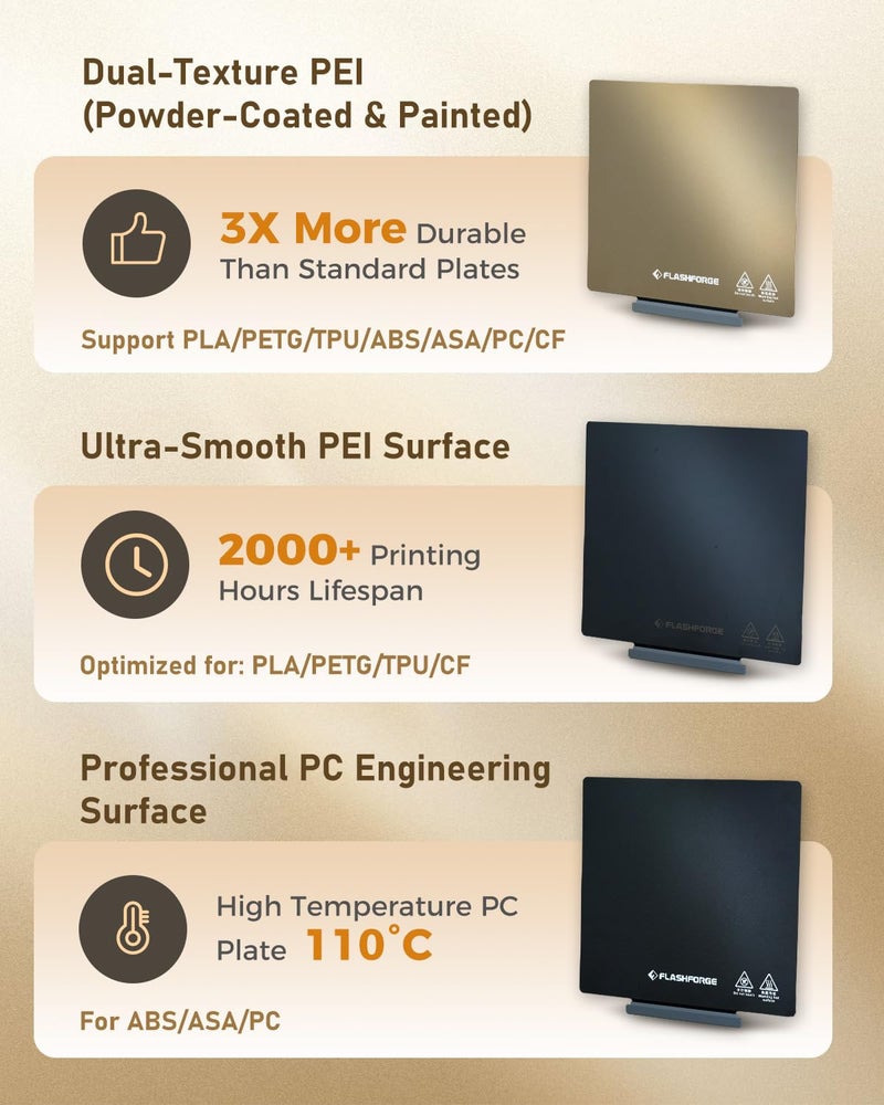 FLASHFORGE Adventurer 5M/5M Pro High-Temperature PC Plate, Magnetic Flexible Build Plate for ABS/ASA/PC Filaments - Smooth Surface, Tool-Free Removal, Perfect Adhesion for Professional 3D Printing - Image 3